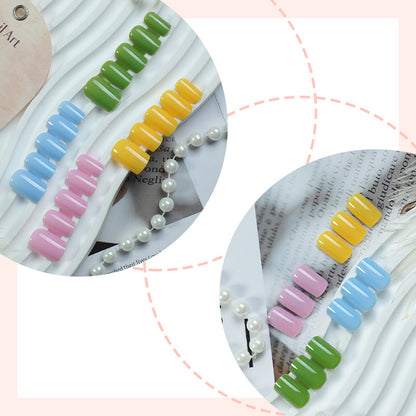 Glossy Press-On Nail Set with Creative Colorful Styles Acalora