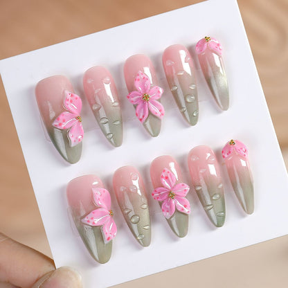 Artistic Floral Short Press-On Nails Acalora