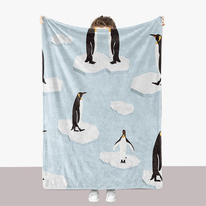 Penguin-Themed Plush Throw Blanket