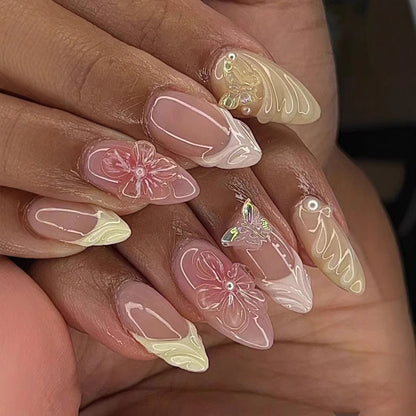 Floral Vintage Press-On Nail Art Acalora