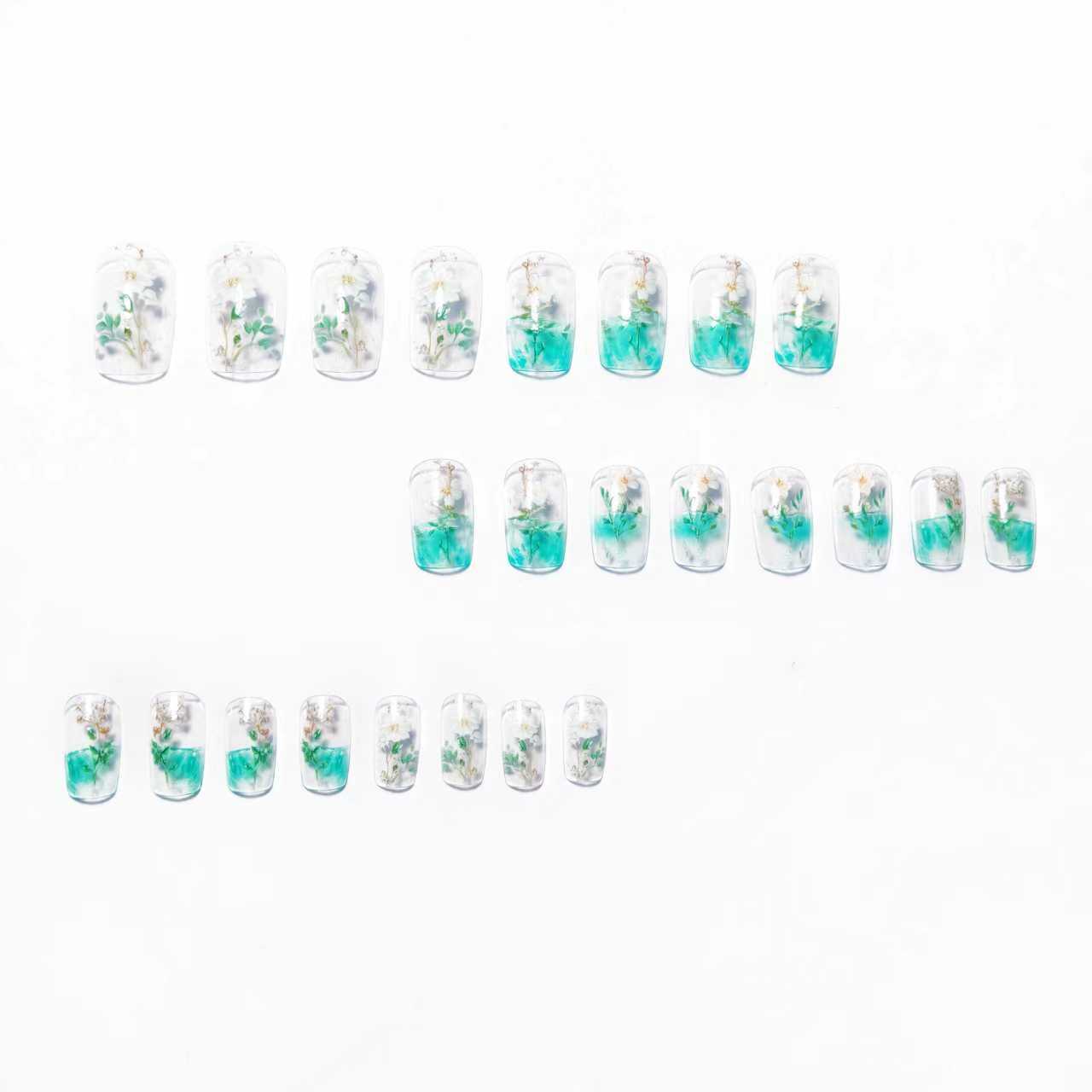 Floral Encased Gel Nail Art Acalora