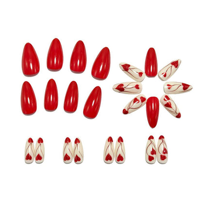 Artificial nails with romantic heart design and fine accents Acalora