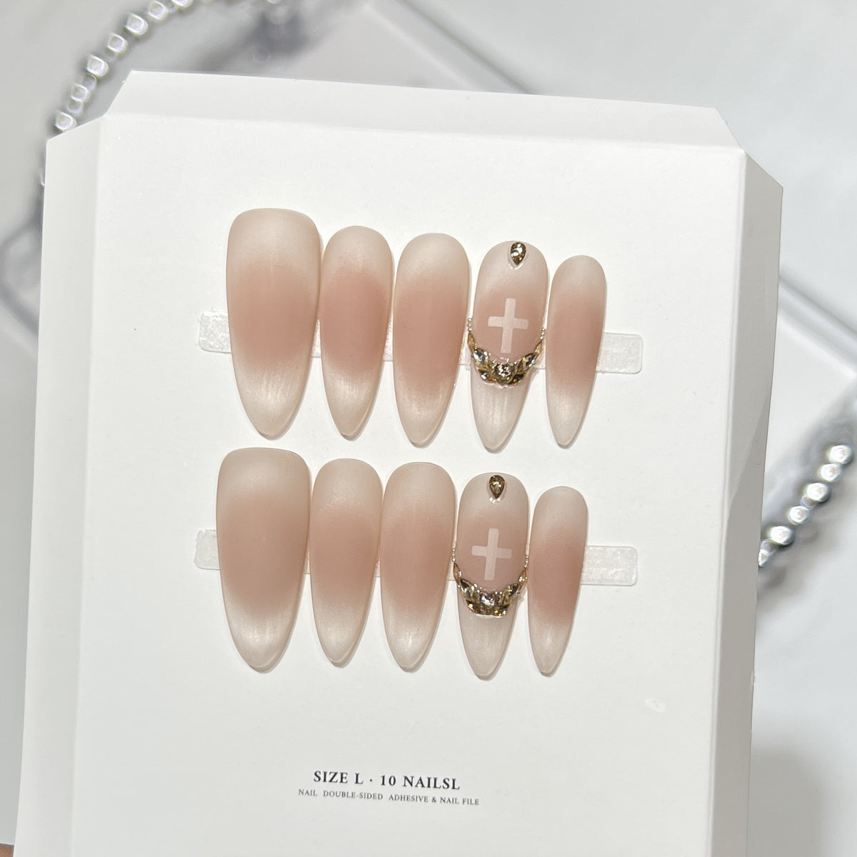 Elegant Stiletto Press-On Nail Art Set with Crystal Accents Acalora