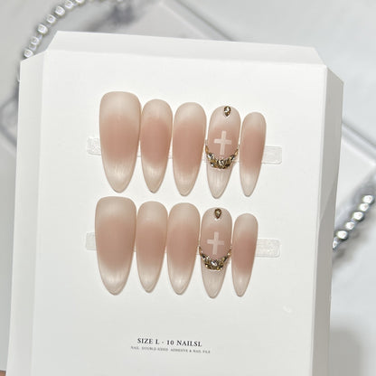 Elegant Stiletto Press-On Nail Art Set with Crystal Accents Acalora