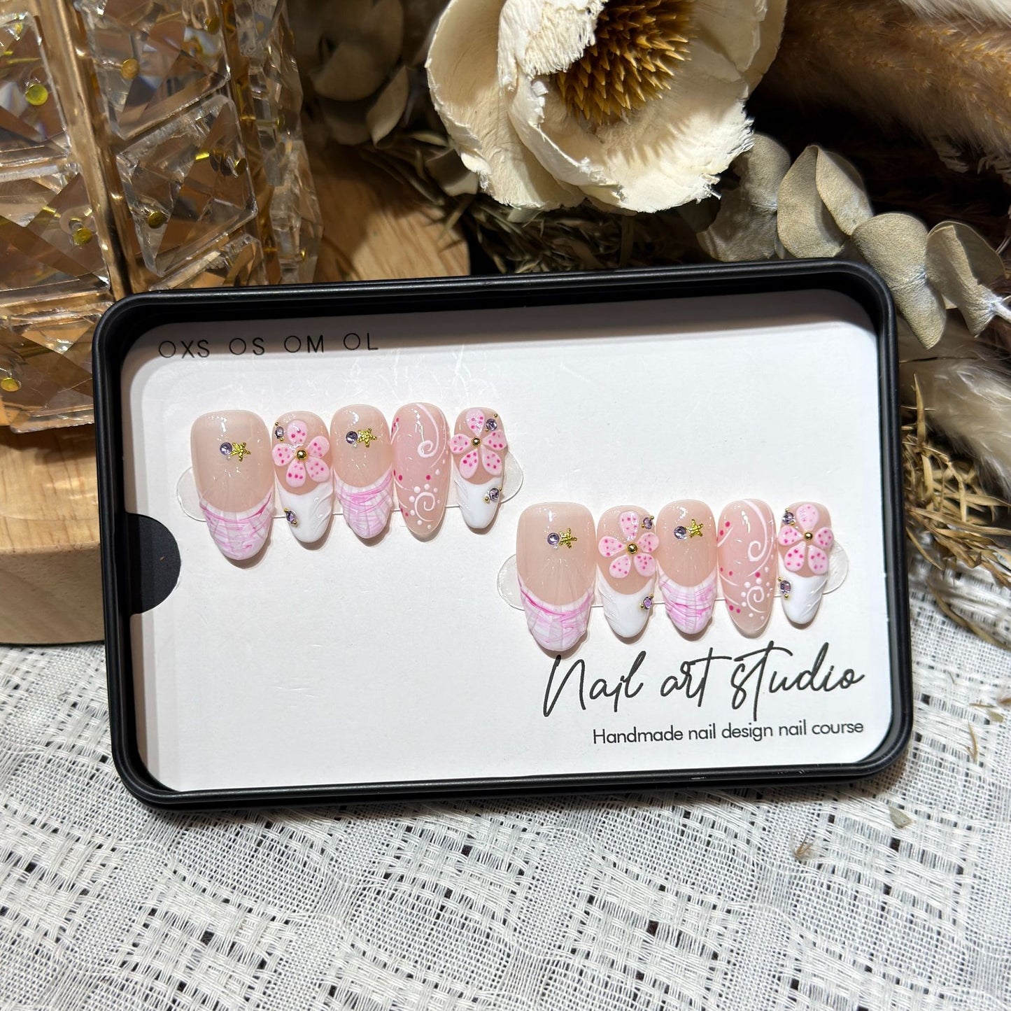 Handmade Floral Press-On Nail Set Acalora 1788224057