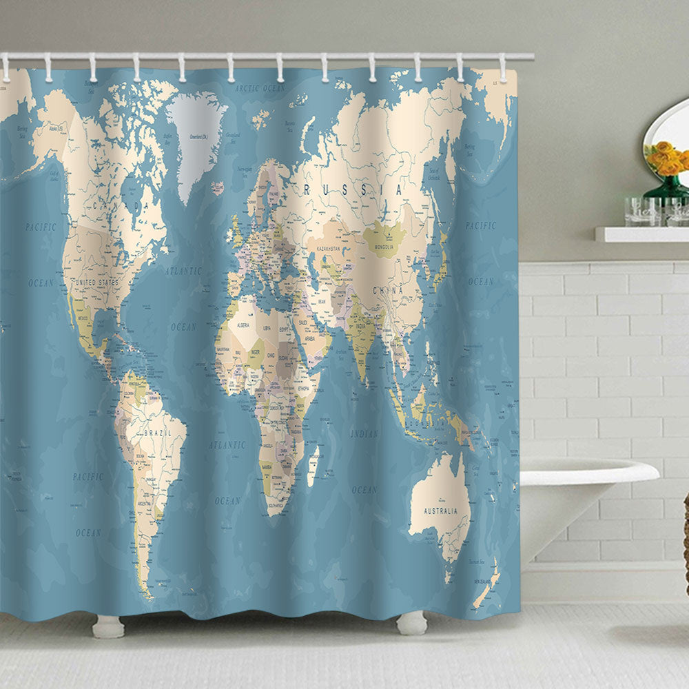 Vintage World Map Shower Curtain
