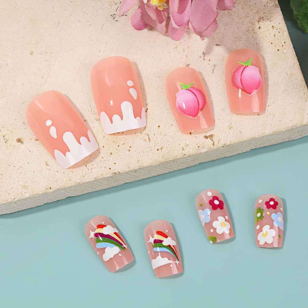 Artificial nails with cheerful flower designs Acalora