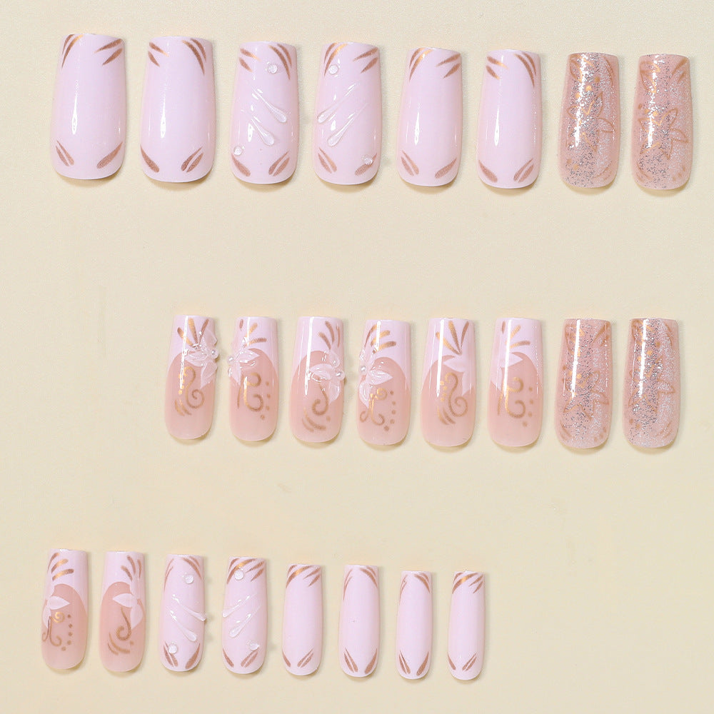 Decorative Long Press-On Nail Art Set Acalora
