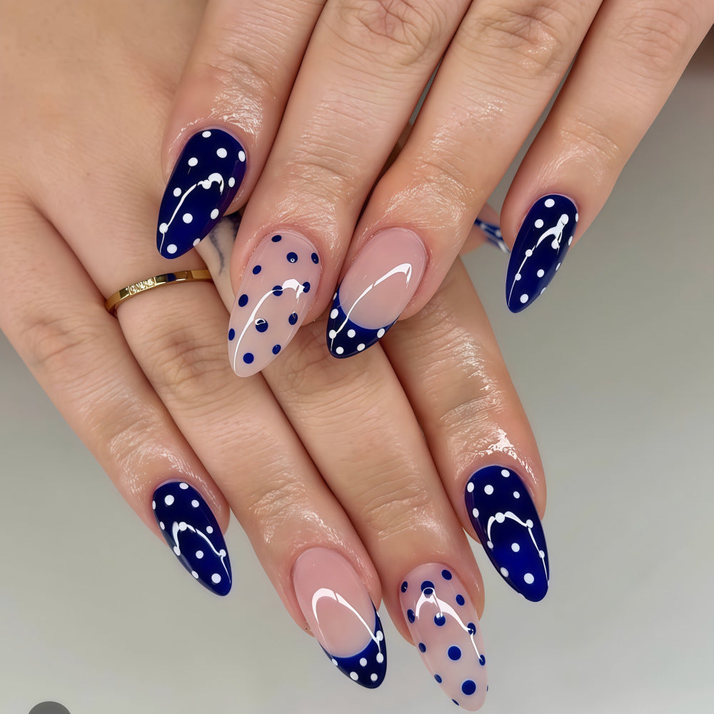 Artificial nails in modern polka dot design Acalora