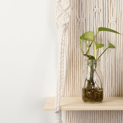 Macramé Wall Shelf with Integrated Plant Holder Acalora