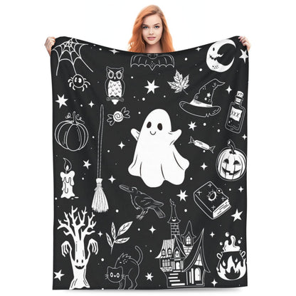 Halloween-Themed Cozy Fleece Blanket