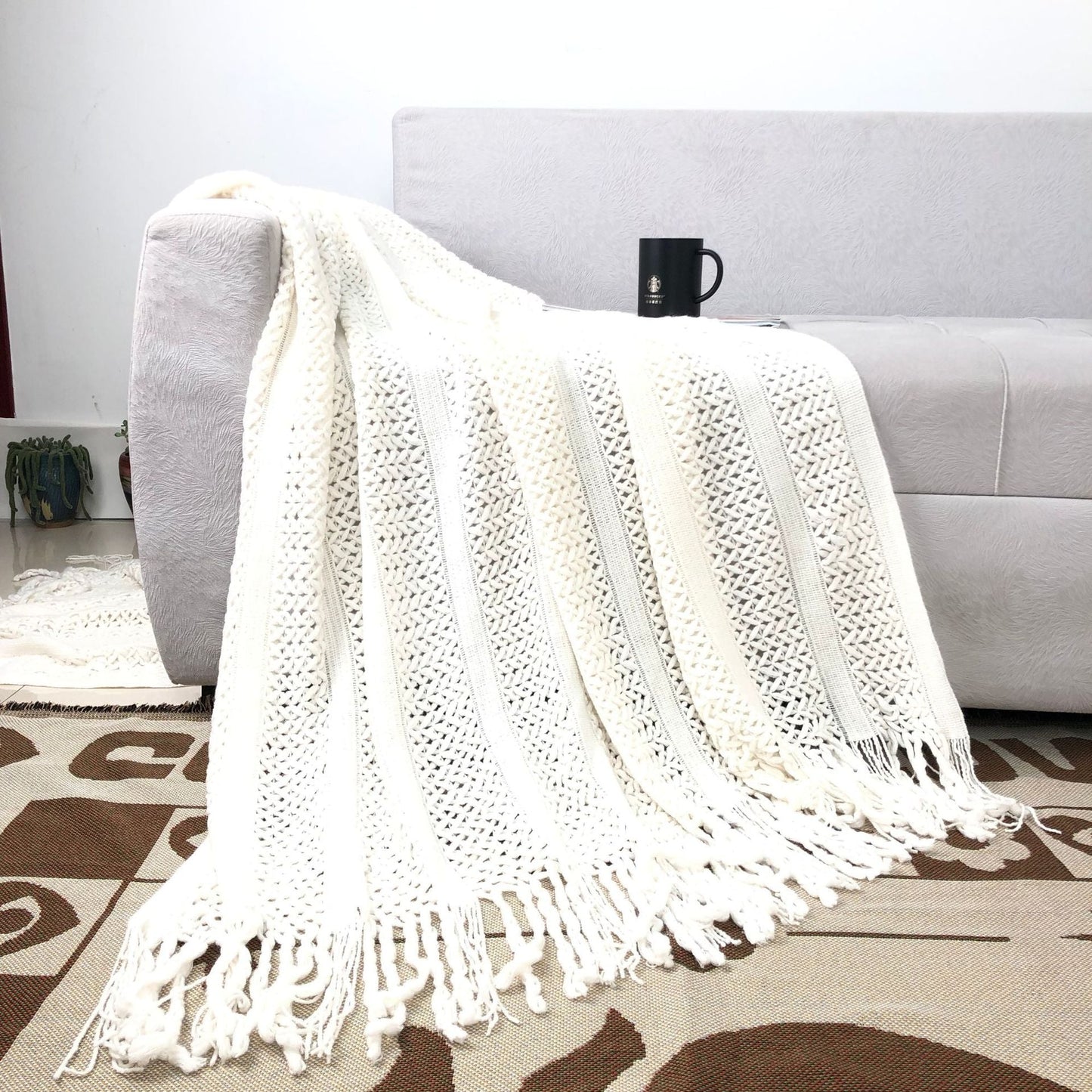 Textured Handwoven Throw Blanket