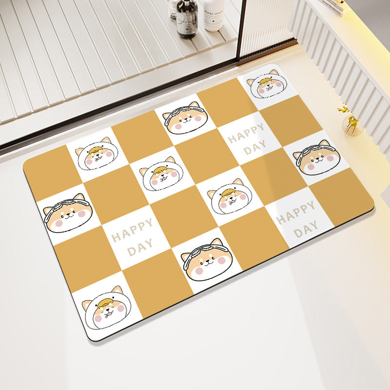 Cartoon Cat-Themed Bath Rug Acalora