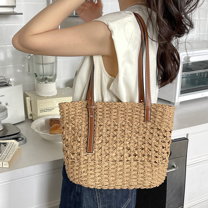 Women's Hand-knotted Basket Bag with high-quality fabric lining Karnz