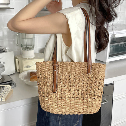 Women's Hand-knotted Basket Bag with high-quality fabric lining Karnz