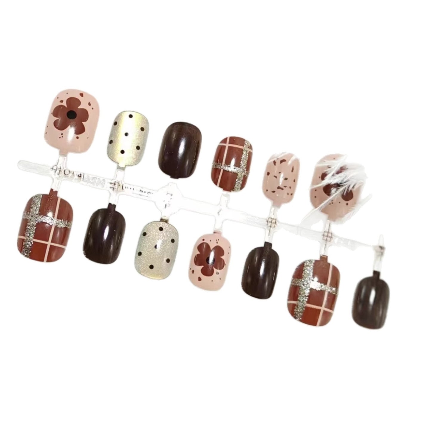 Artificial nails with floral and glittering design Acalora