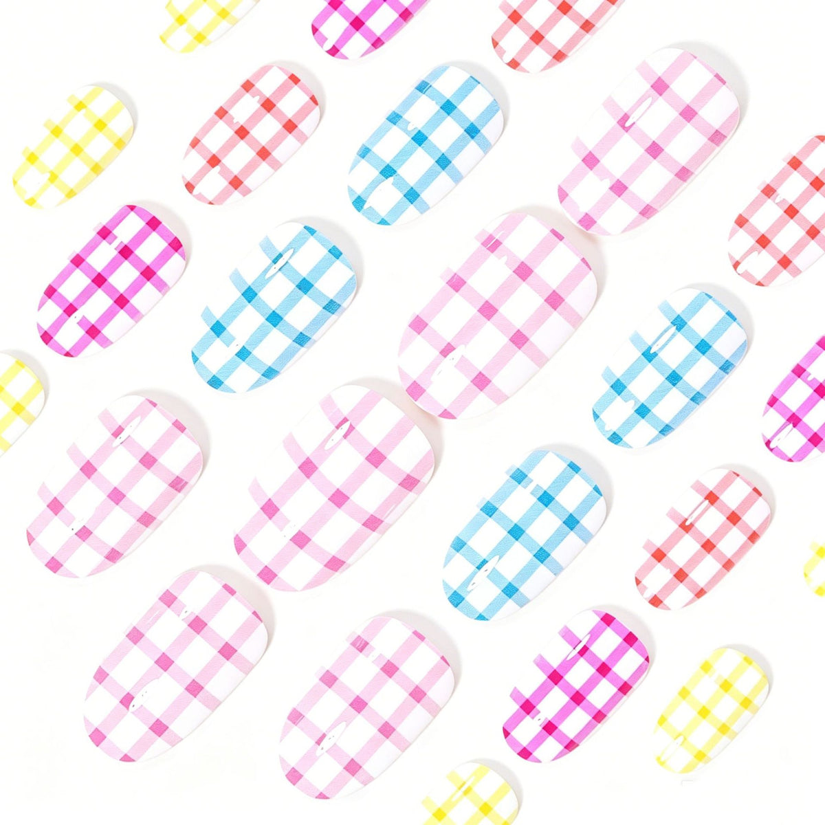 Chic Gingham Pattern Nail Art Wraps Acalora