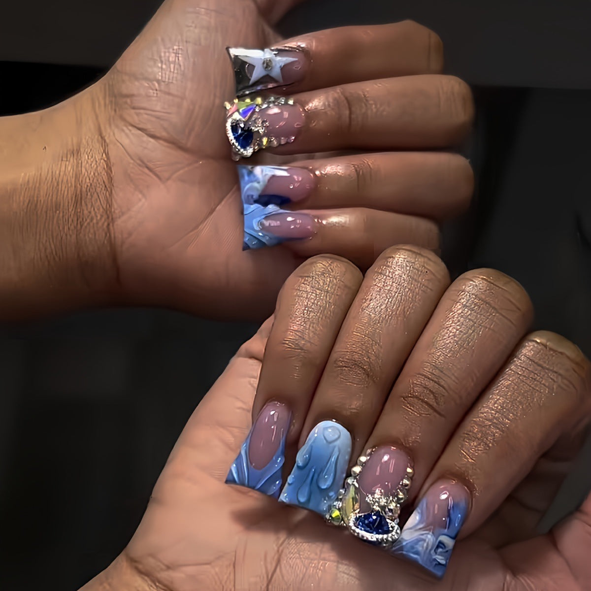 Artistic Water Droplet Press-On Nails Acalora