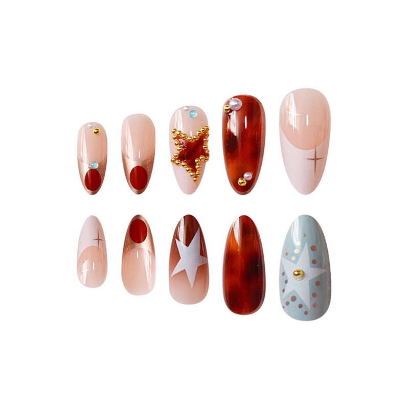 Decorative Stiletto Press-On Nails with Gemstone Accents Acalora
