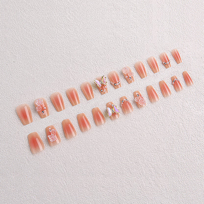 Artificial nail set with filigree 3D flowers and radiant glitter accents Acalora