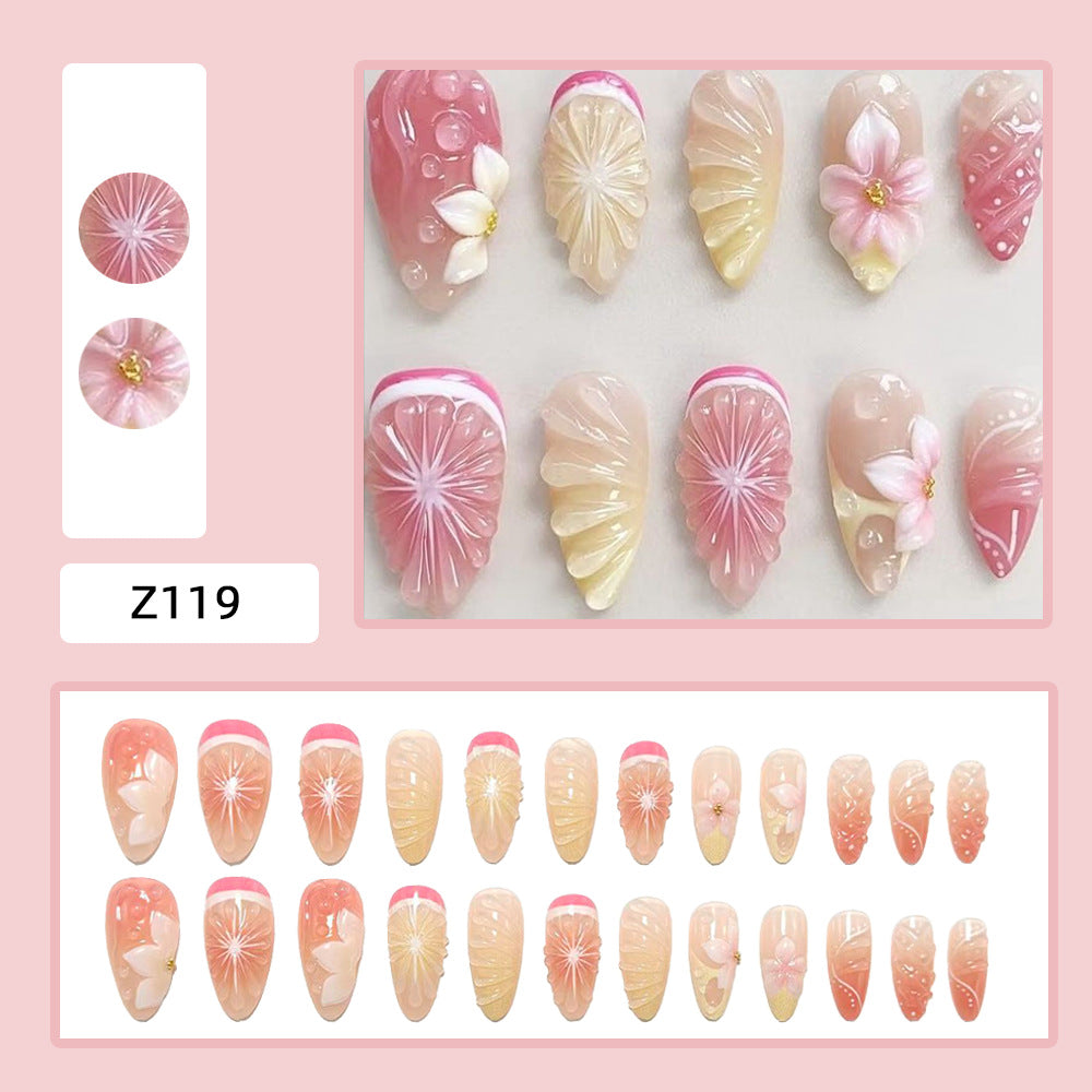 Artificial nails with 3D flower and fruit designs Acalora