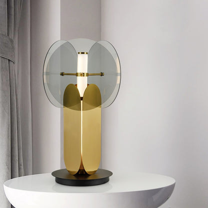Elegant Modern Table Lamp with Sculptural Glass Shade
