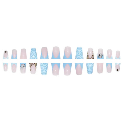 Artistic Long Press-On Nail Design with 3D Star Accents Acalora