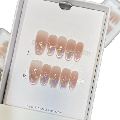 Heart-Themed Stiletto Press-On Nail Set Acalora