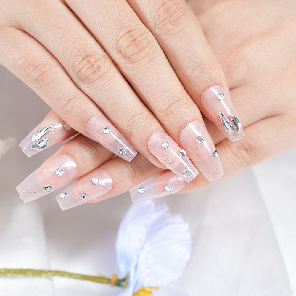 Glamorous Rhinestone Press-On Nails Acalora