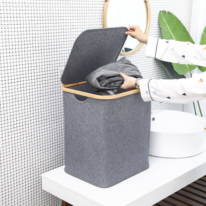 Storage basket with wooden frame Acalora