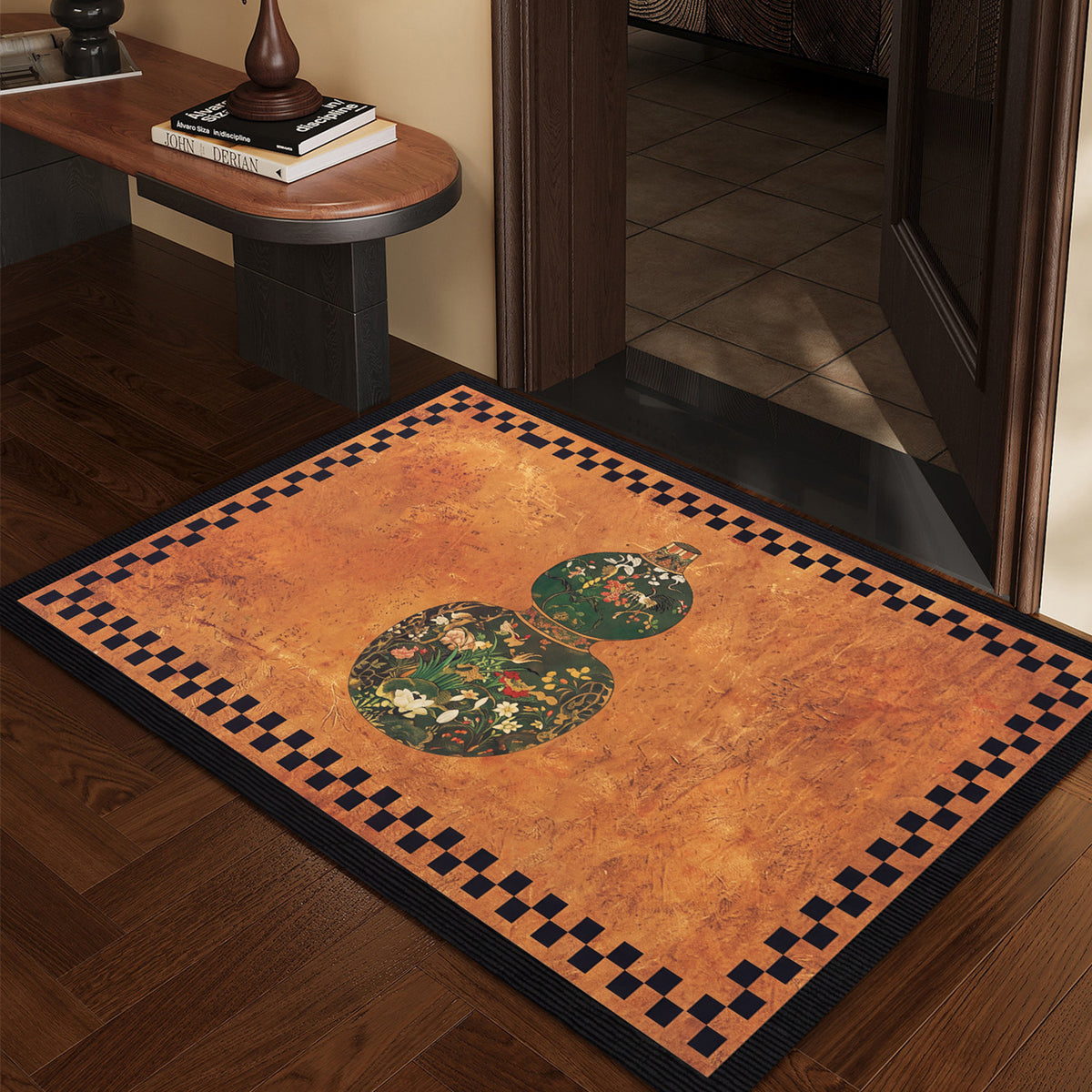 Artistic Floral Patterned Floor Mat Acalora