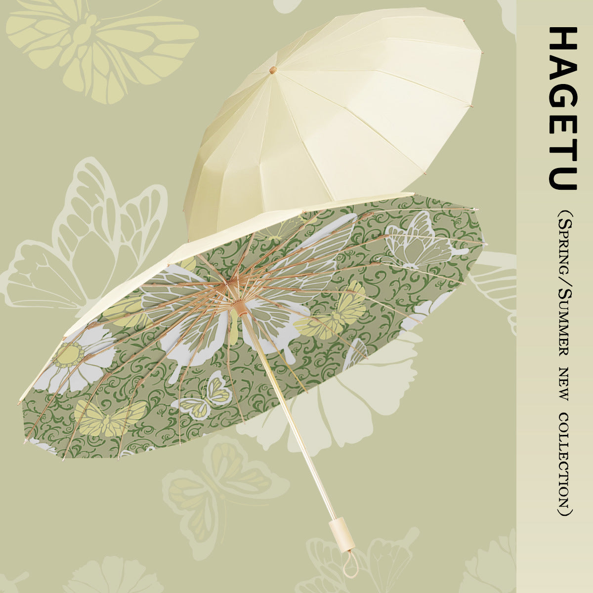 Women's elegant folding sun umbrella with floral design Kalsten
