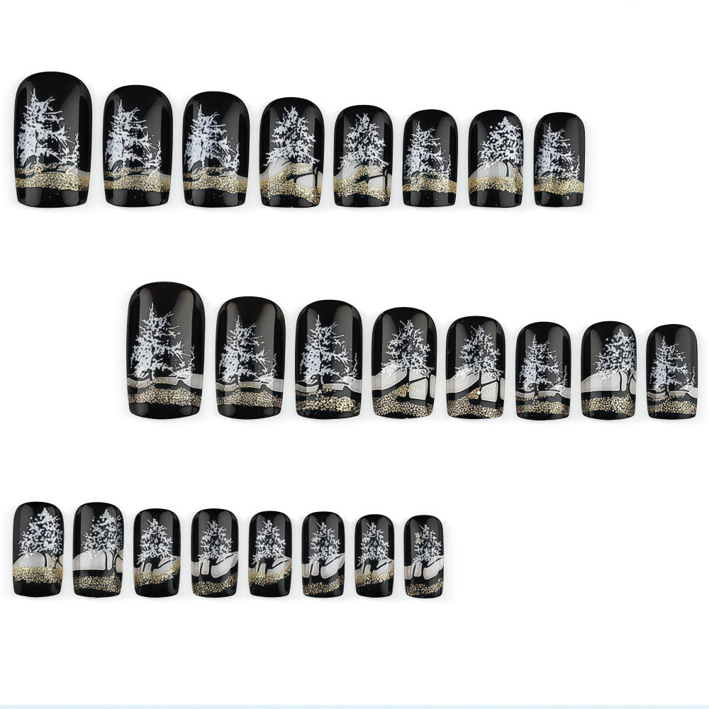 Artificial nails in elegant winter forest design Acalora
