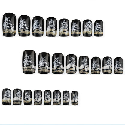 Artificial nails in elegant winter forest design Acalora