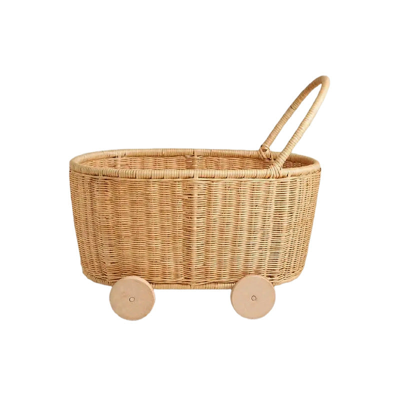 Rolling Woven Storage Cart Acalora