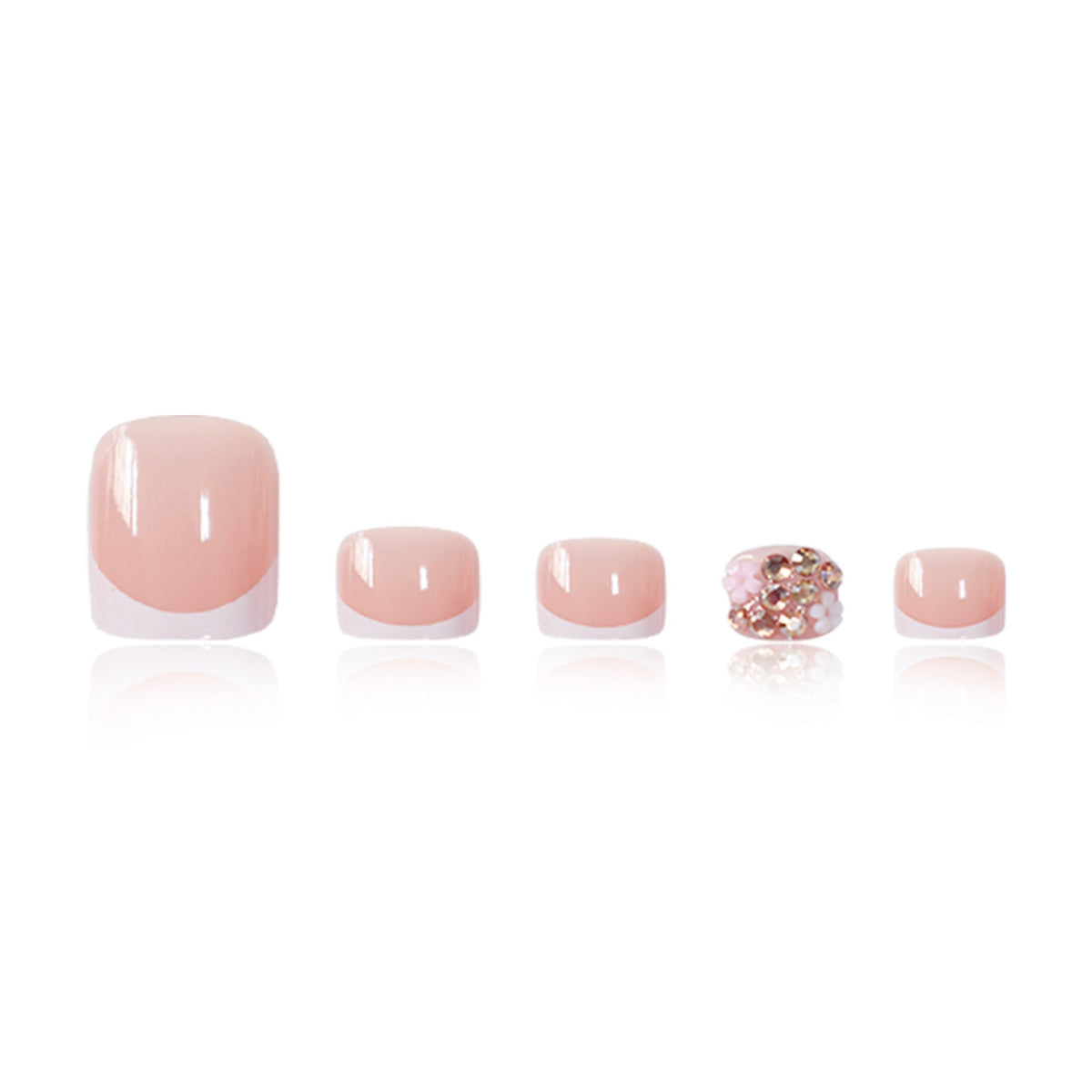Decorative Press-On Toenails with Floral and Glitter Accents Acalora