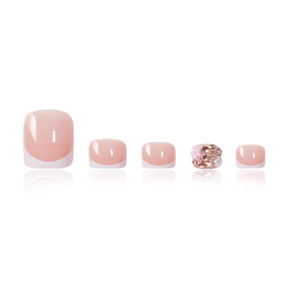 Decorative Press-On Toenails with Floral and Glitter Accents Acalora