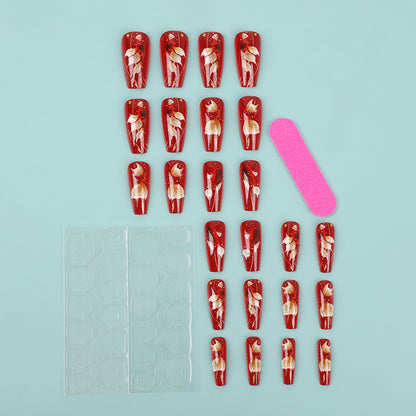 Artificial nail tips with floral accents Acalora