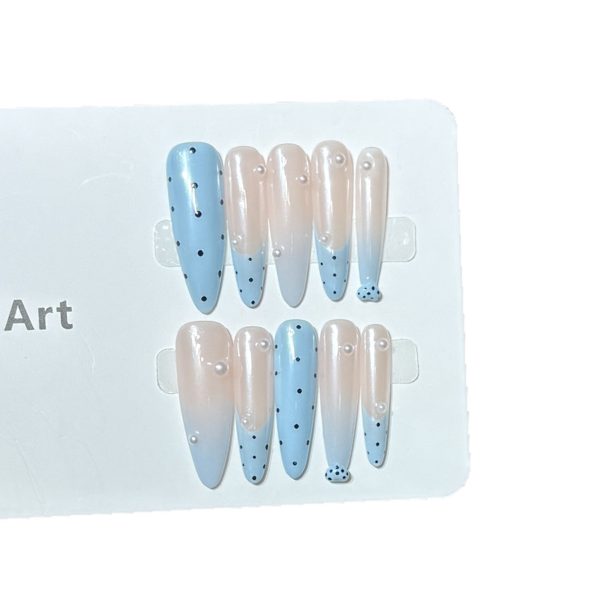 Decorative Press-On Nail Set with Unique Dot Design Acalora