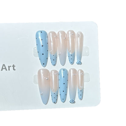Decorative Press-On Nail Set with Unique Dot Design Acalora