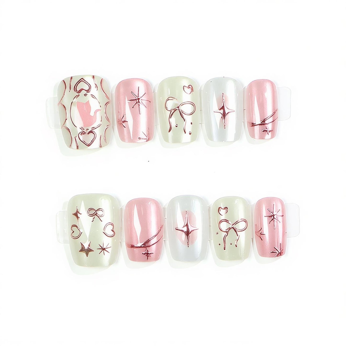 Decorative Press-On Nail Art Set with Glitter Accents Acalora