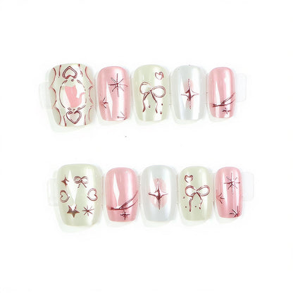 Decorative Press-On Nail Art Set with Glitter Accents Acalora