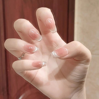 Nail set with elegant French design and sparkling accents Acalora