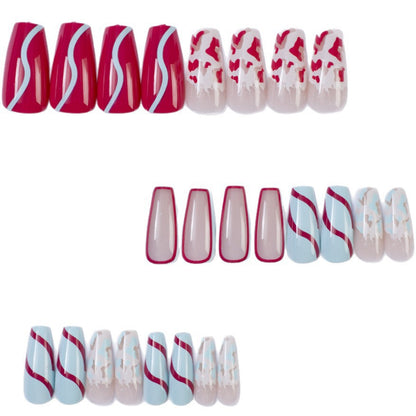 Artificial nails with creative heart pattern and elegant wave design Acalora