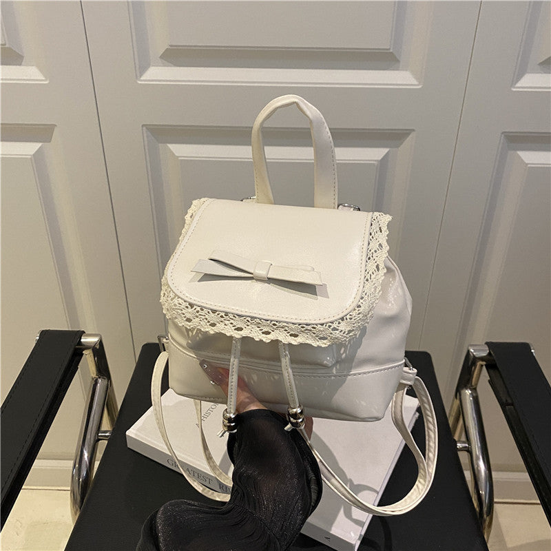Cute Lace-Trimmed Mini Backpack Acalora