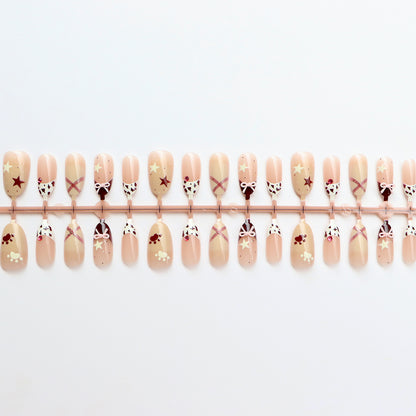 Thematic Press-On Nail Art Set with Charming Designs Acalora