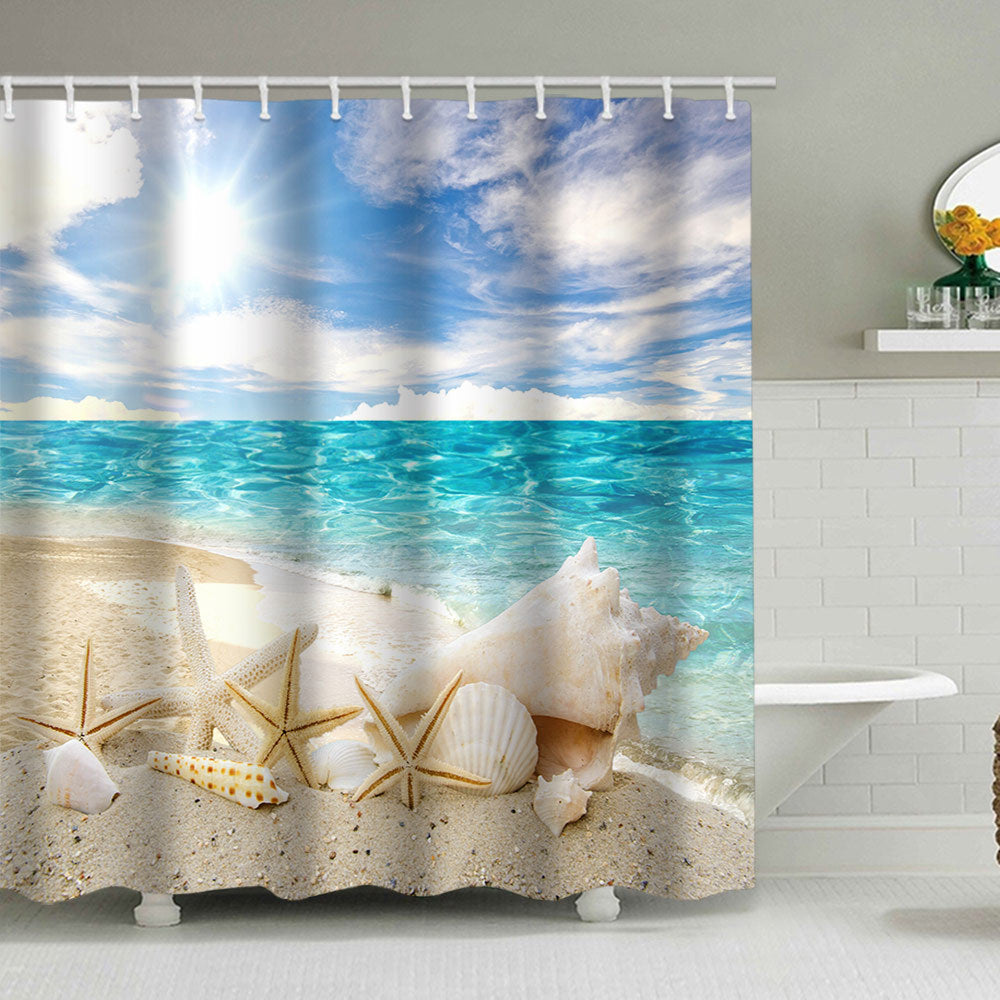 Beach-Themed Shower Curtain Bowlift