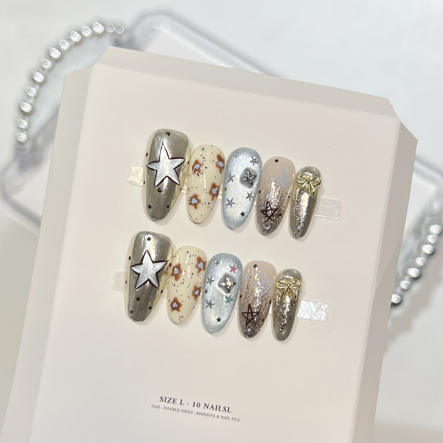 Artistic Stiletto Press-On Nail Set with Unique Aesthetic Designs Acalora