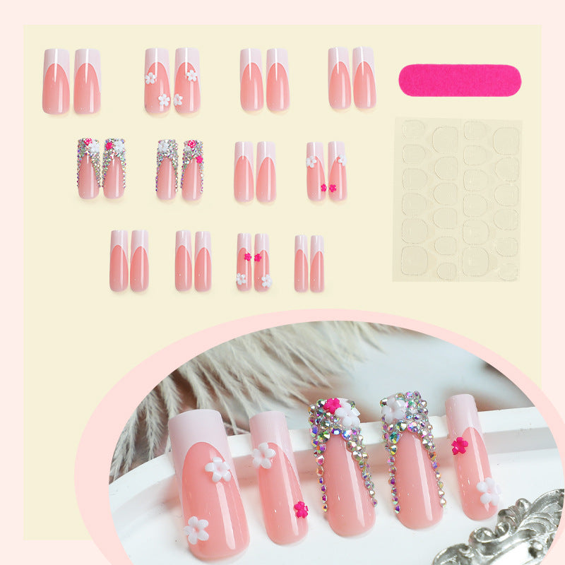 Decorative Press-On Nail Art Set with Floral and Gem Accents Acalora 1788496044