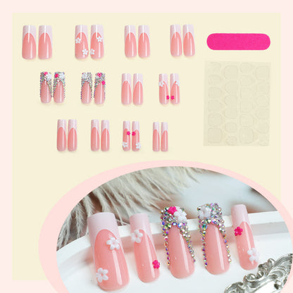 Decorative Press-On Nail Art Set with Floral and Gem Accents Acalora 1788496044